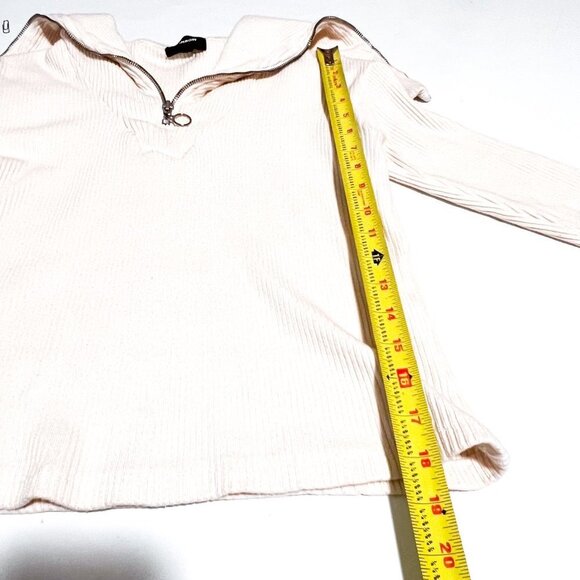 MONROW Brushed Rib 1/2 Zip Sweatshirt Sweater Size Extra Small XS Cream. - Picture 12 of 13